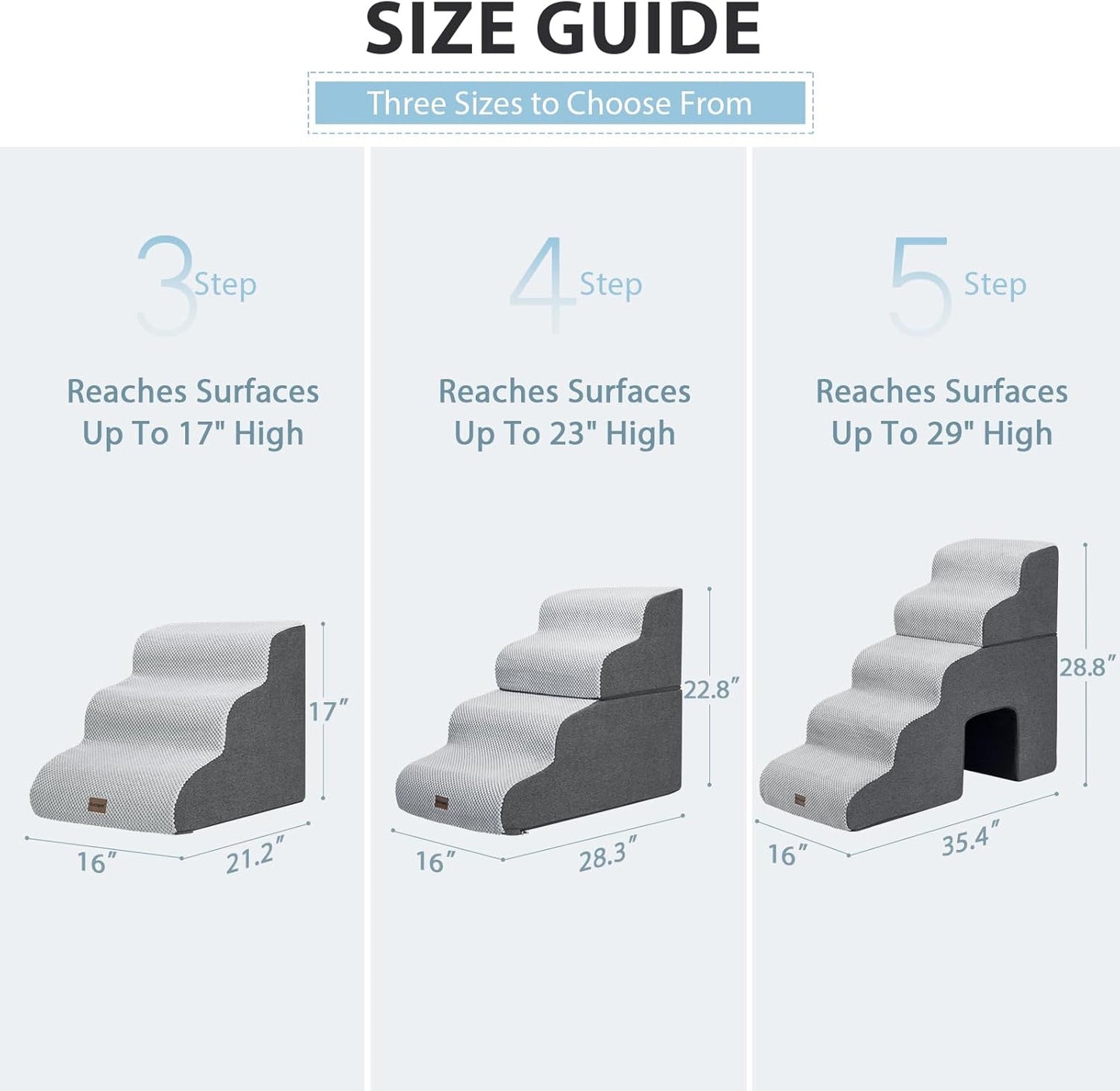 Garnpet Dog Stairs for High Beds, 4-Step Dog Steps for Small Dogs and Cats, Foldable Pet Stairs for High Bed Climbing, Non-Slip Balanced Pet Step Indoor, Dark Grey