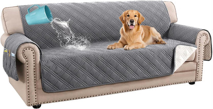 H.VERSAILTEX 100% Waterproof Slipcovers for Couches and Sofas Modern Pet Couch Cover Thick Soft Furniture Protector with Elastic Straps(Sofa, Lily Pad/Beige)