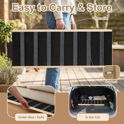 Dog Ramp for Bed, 43.5" Long Wooden Foldable Dog Ramp, 6 Adjustable Heights from 14" to 26" with Anti-Slip Traction Mat, Portable Pet Ramp for Car, Bed, Couch, Max 200lbs - 43.5inch