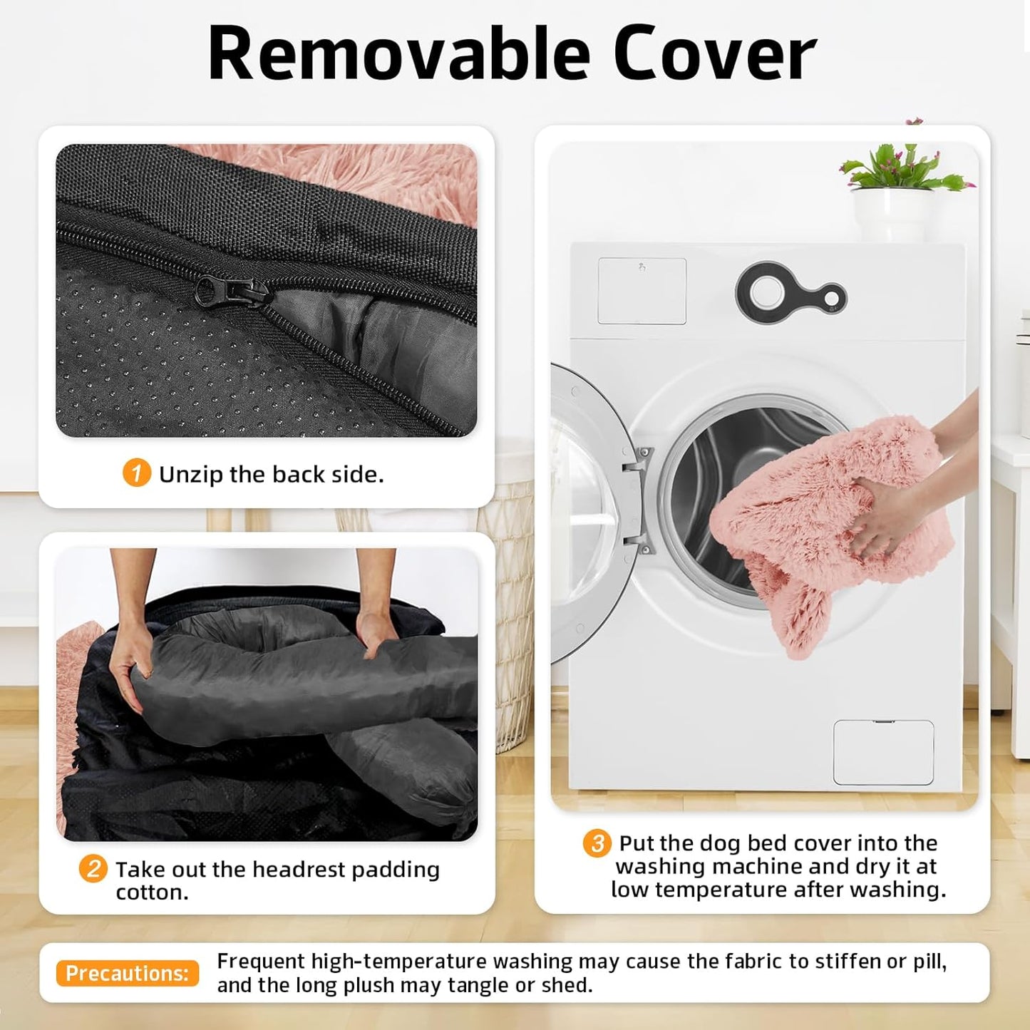 Calming Dog Bed Fluffy Plush Dog Mat for Furniture Protector with Removable Washable Cover for Large Medium Small Dogs and Cats (Large, Light Grey)
