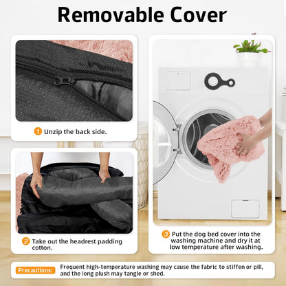Calming Dog Bed Fluffy Plush Dog Mat for Furniture Protector with Removable Washable Cover for Large Medium Small Dogs and Cats (Large, Light Grey)