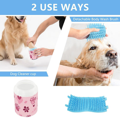 Dog Paw Cleaner Cups for Dogs Pet Foot Washer Paw Scrubber for Medium Small Dogs Cats Cleaning Cup Cute Yellow Fiesta Guitars Cacti and Ethnic Birds