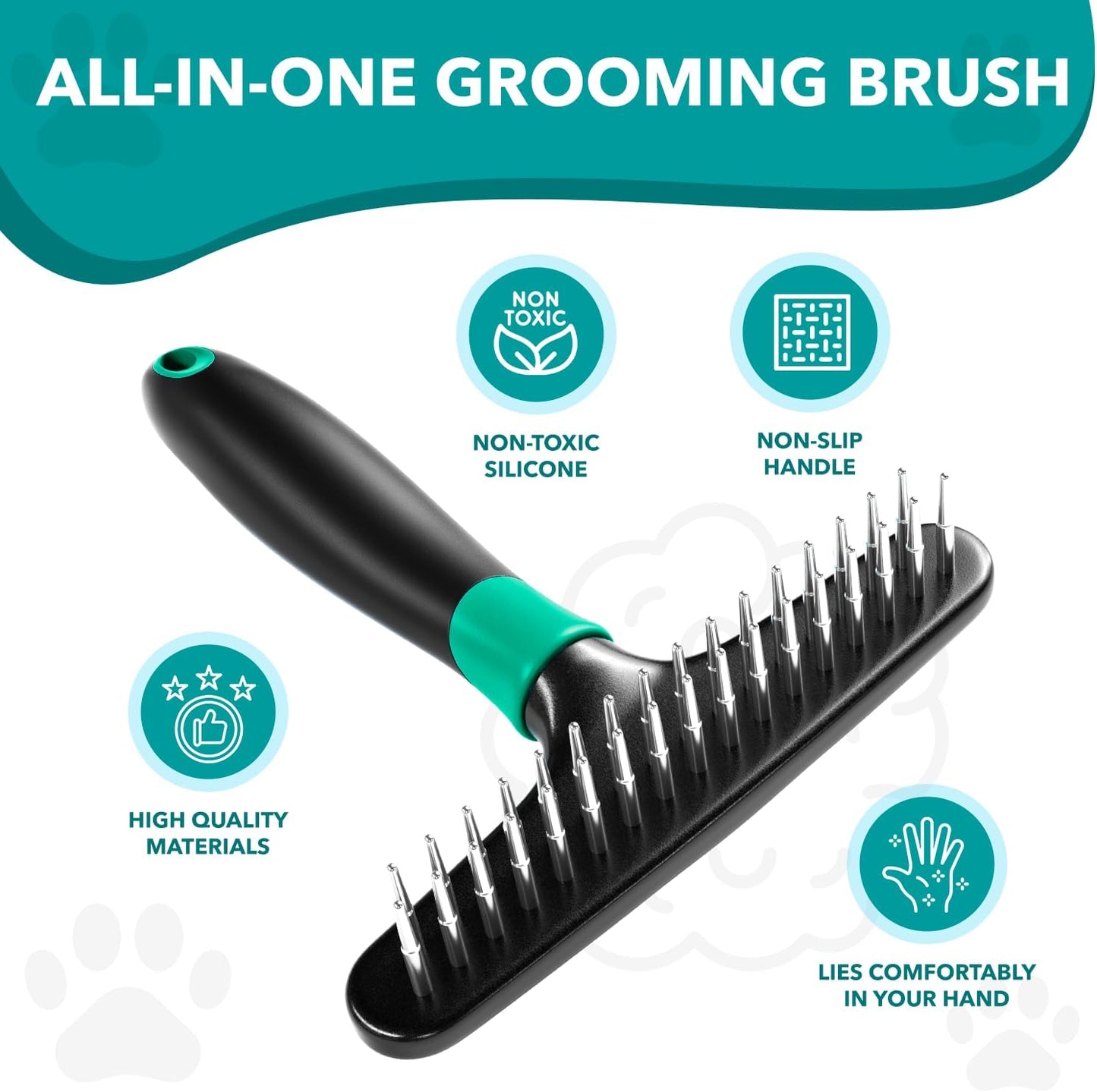 DOGI Deshedding Brush Comb - Undercoat Rake for Dogs, Cats, Short, Long Hair Coats - Double Row Stainless Steel Pins - Reduce Shedding by 90% (Green)