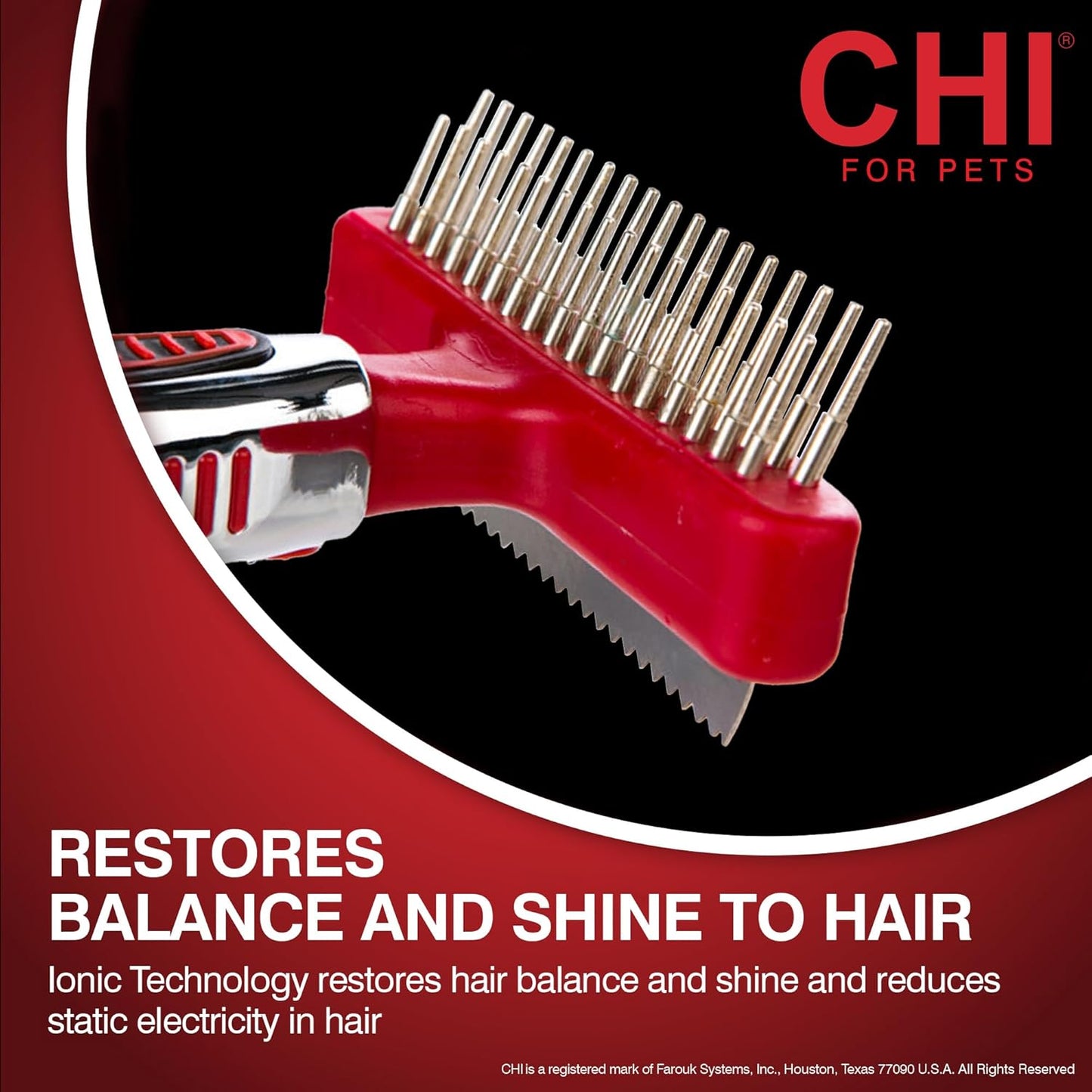 CHI for Dogs 2 in 1 Dematting and Deshedding Rake, Dual Head Dog Grooming Tool with Wide Tooth Dematting Rake and Fine Deshedding Rake, Detangler Comb for Thick Double and Long Dog Coat