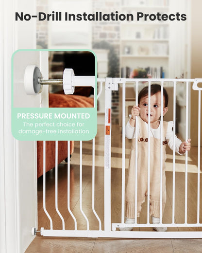 Mom's Choice-GROWNSY Baby Gate for Stairs, 30.5"-43" Pressure Mounted Pet Gate for Doorways-Auto Close Dog Gate for The House-Easy Installation & Walk Thru Wide Safety Gate, Black
