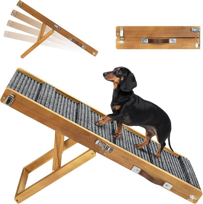 2026 Upgraded Dog Ramp for Couch, Foldable Small Dog Ramp for Sofa, 4 Adjustable Height from 13'' to 21", Portable Stable Pet Steps with Non-Slip Pad, Pet Ramps Use for Sofa Couch Stairs