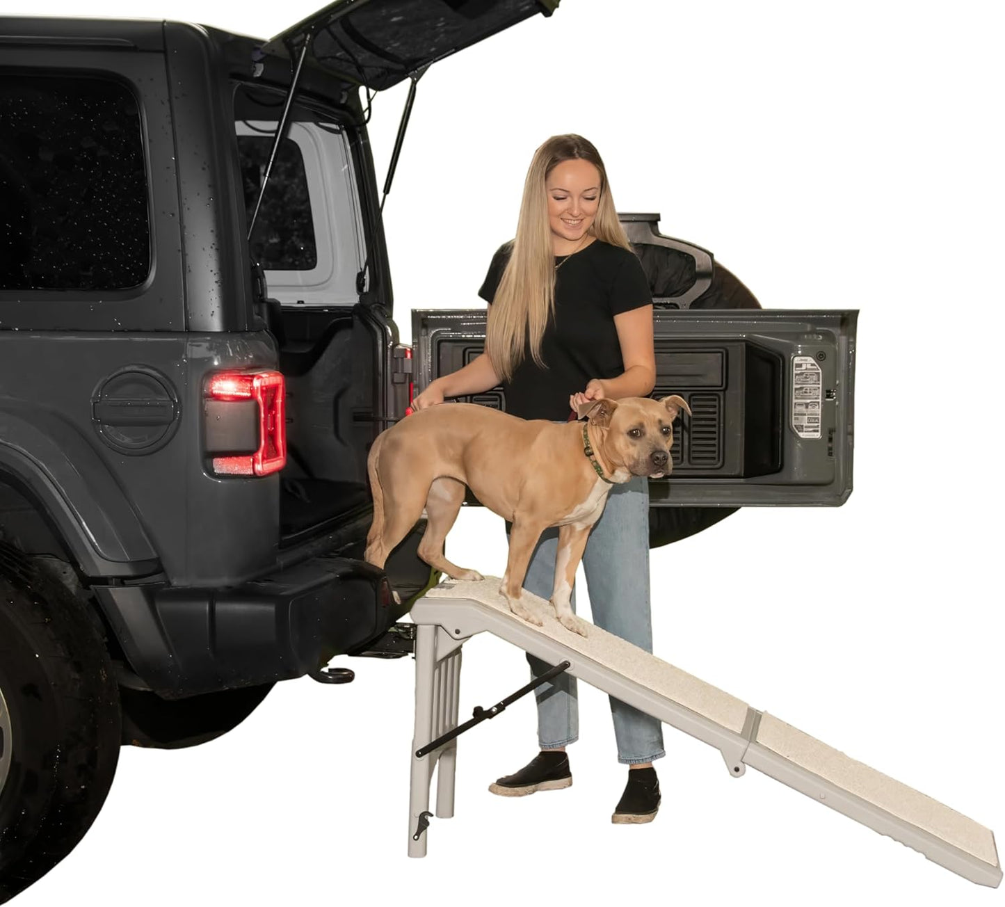 Pet Gear Free Standing Pet Ramp for Cats and Dogs, No Assembly Required, Easy Fold for Storage or Travel, Portable, Holds Up to 100lbs, Wheat