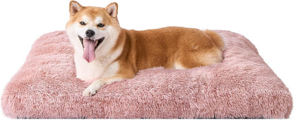 EHEYCIGA Fluffy Dog Crate Bed for Medium Dogs, Plush Faux Fur Crate Pad, Calming Anti Anxiety Medium Dog Bed, Washable Soft Warm Crate Mat with Non-Slip Bottom