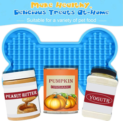 Lick Mat for Dogs - 2 Pack Peanut Butter Licking Mats, Slow Feeding Bowl, Tattoo and Anxiety Reducer for Pet Food, Yogurt, Bath, Grooming and Training