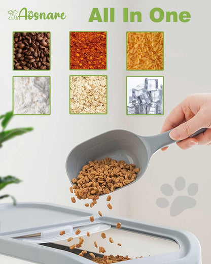 1 Cup Pet Food Scoop Set With Measuring Lines For Dog, Puppy and Cat (Black and White)