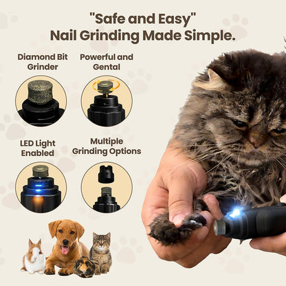 2-in-1 Dog Nail Clippers & Cat Nail Clipper with 2 LED Lights, USB Rechargeable with Safety Guard, Low Noise Grooming Tool for Small, Medium, and Large Dog & Cat Nail Trimmer(White)