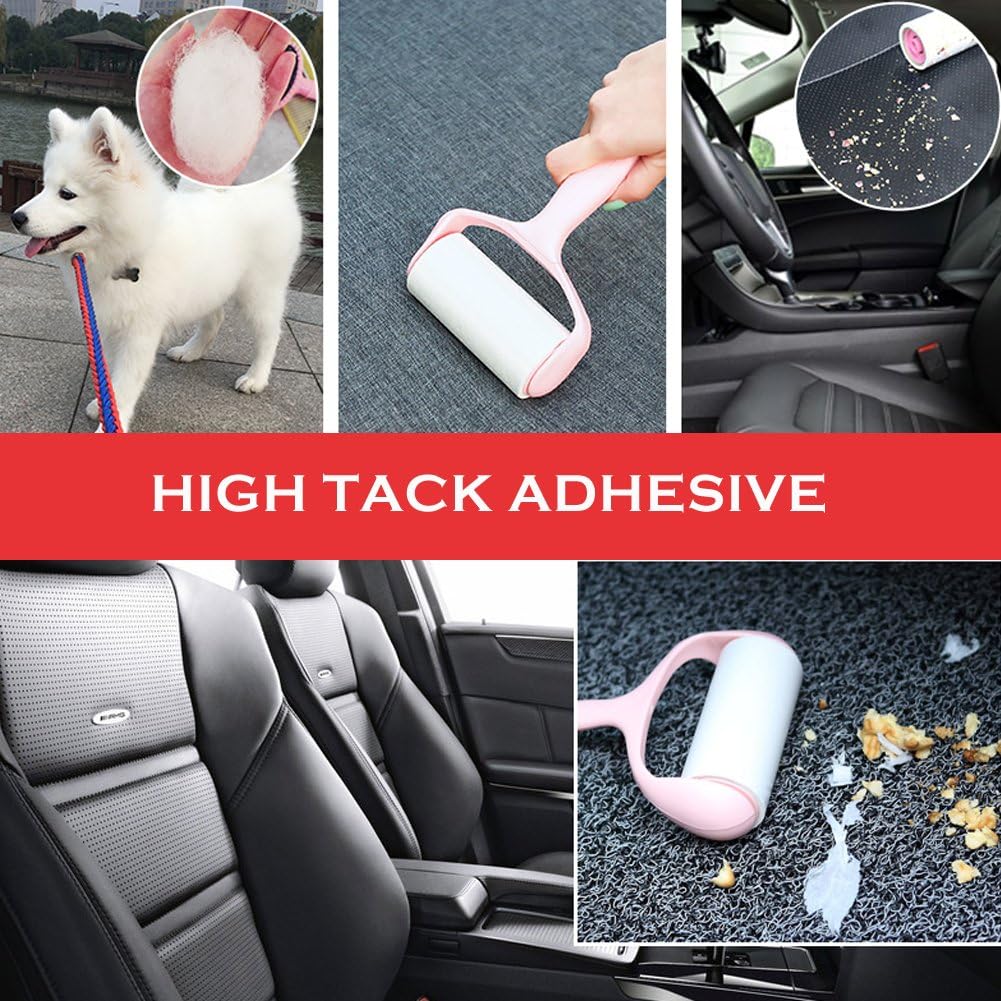 Sticky Lint Roller, Pet Hair Roller, Dog & Cat Hair Remover Kit,4 Refills 240 Sheets, Lint Brush for Clothes, Carpet, Car Seats, Dust, Dogs, Handle (1Handle+4Refills)