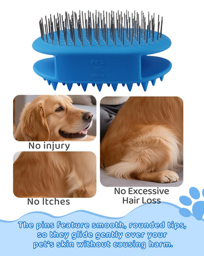 Double-Sided Dog Brush for Shedding, Silicone Dog Brush for Long Haired Dogs, Deshedding Brush Pet Brushing Comb for Grooming, Massage & Skin Care Brush - Pet Supplies