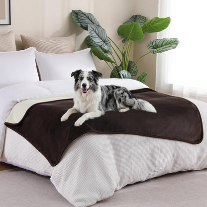 Waterproof Blanket 60"x80" for Adults, Reversible Waterproof Bed Cover for Dogs Cats Pets, Soft Leakproof Blanket for Bed Couch Sofa Furniture Protector, Dusty Pink/Off White