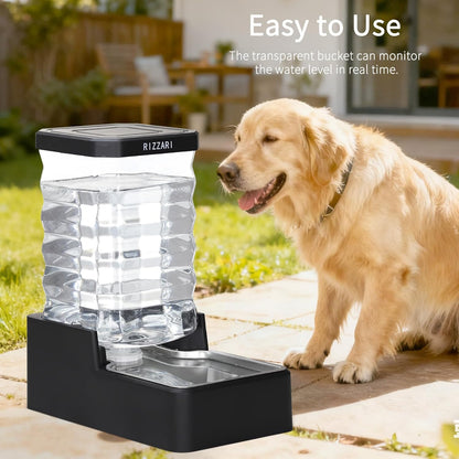 RIZZARI 10L Stainless Steel Dog Water Dispenser – Large Capacity Gravity Auto-Refill Waterer with Anti-Tip Design for Large Dogs, Ideal for Living Rooms, Offices & Indoor Pet Spaces