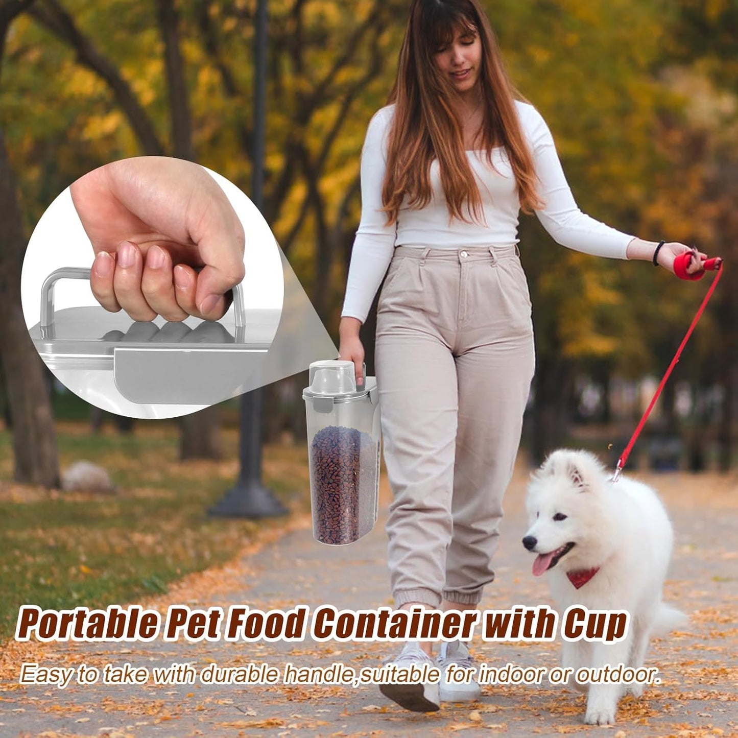 TBMax Dog Food Storage Container 5-7 lbs, Airtight Cat Food Container with Larger Spout & Measuring Cup, Portable Pet Food Storage Dispenser for Small Animal Kibble Storage, Bird Seed Container