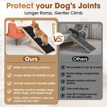 2026 Upgraded Dog Ramp for Couch - Foldable Small Dog Ramp for Bed - 4 Adjustable Height from 12" to 20" - Portable Pet Stairs with Non-Slip Pad - Pet Ramps Use for Low Bed Couch Steps Up to 60LBS