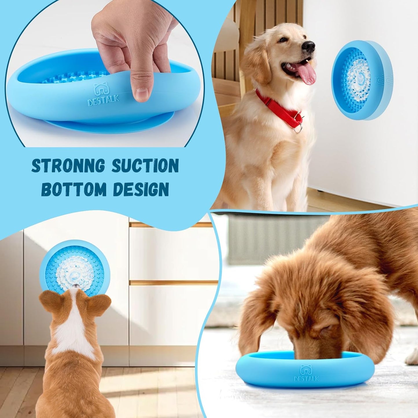 Dog Lick Bowl, Bestalk Anxiety Relief Slow Feeder Dog Lick Mat Treat Dispenser, Non-Slip Licking Bowl Enrichment Toys, BPA Free Silicone, Dishwasher Safe