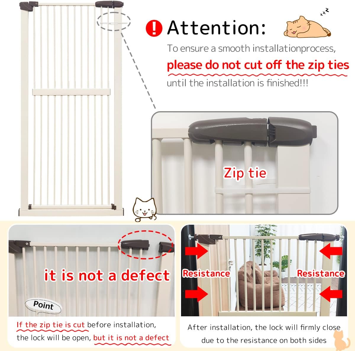 Lumizone Extra Tall Cat Gate 61.02" High Pressure Mounted Extra Wide 30.12"-34.05" (17Sizes) 1.37" Gap No Drilling Auto-Close Tall Pet Gate for Dogs (Black, 30.12"-34.05" W)