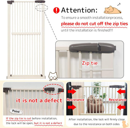 Lumizone Extra Tall Cat Gate 61.02" High Pressure Mounted Extra Wide 30.12"-34.05" (17Sizes) 1.37" Gap No Drilling Auto-Close Tall Pet Gate for Dogs (Black, 30.12"-34.05" W)