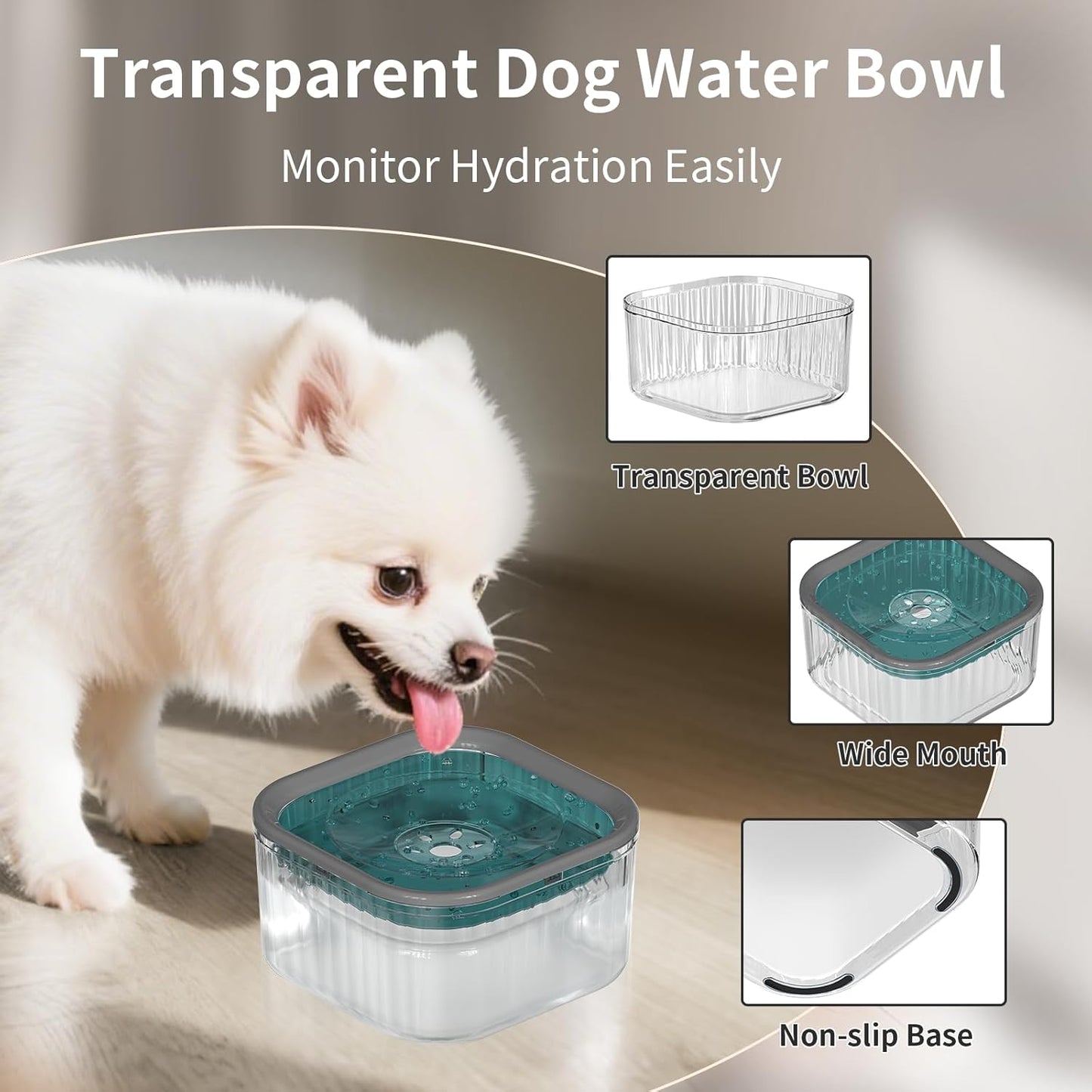 3L Dog Water Bowl No Spill 101oz Large Capacity Spill Proof Slow Drinking Water Feeder No Splash Pet Water Bowl Vehicle Carried Travel Dog Bowl for Sloppy Messy Drinkers Cats(Purple)
