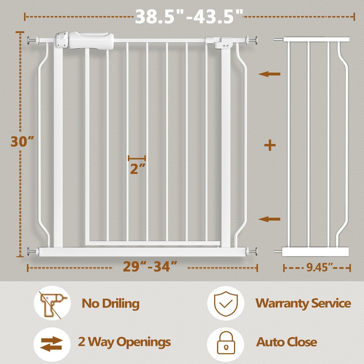 Fairy Baby Extra Wide Baby Gate for Dogs Pressure Monuted Safety Gate for Living Room, Fits 62 Inch to 67 Inch with No Drill Auto Close Dog Gate for Doorways, White