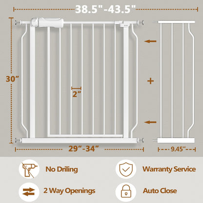 Fairy Baby Extra Wide Baby Gate for Dogs Pressure Monuted Safety Gate for Living Room, Fits 62 Inch to 67 Inch with No Drill Auto Close Dog Gate for Doorways, White