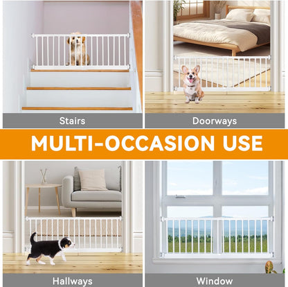 SHYUJAJIE Dog Gate for Small Dogs,Adjustable 18-48" Extra Wide Short Dog Gate for doorways,Low Pet Gate to Step Over for Stairs(White, 10" Height)
