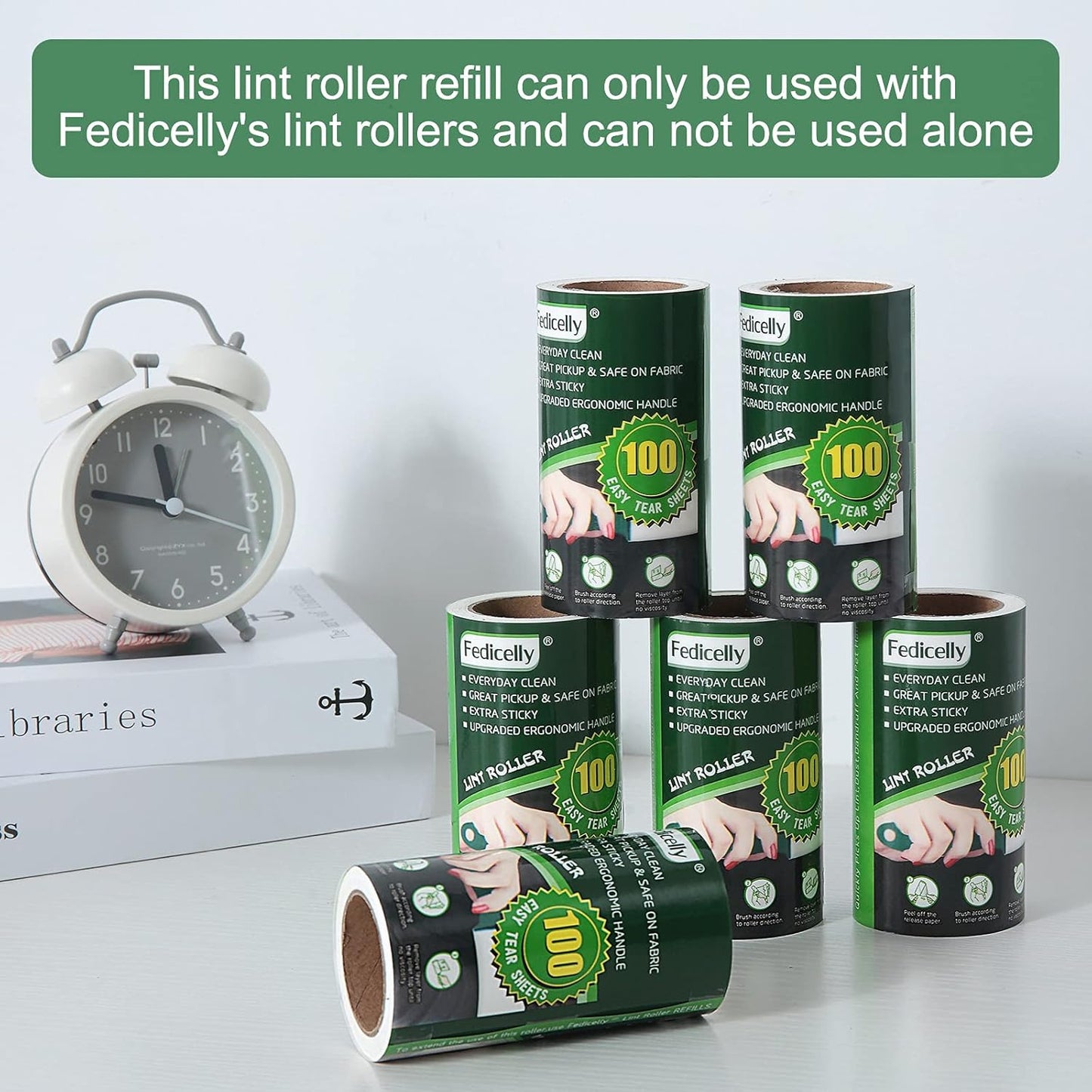 Fedicelly Extra Sticky Lint Rollers Pet Hair Remover for Laundry Clothes Furniture Carpet,Total 400 Sheets Lint Rollers Refills Dog Cat Hair Lint Remover Brush Couch