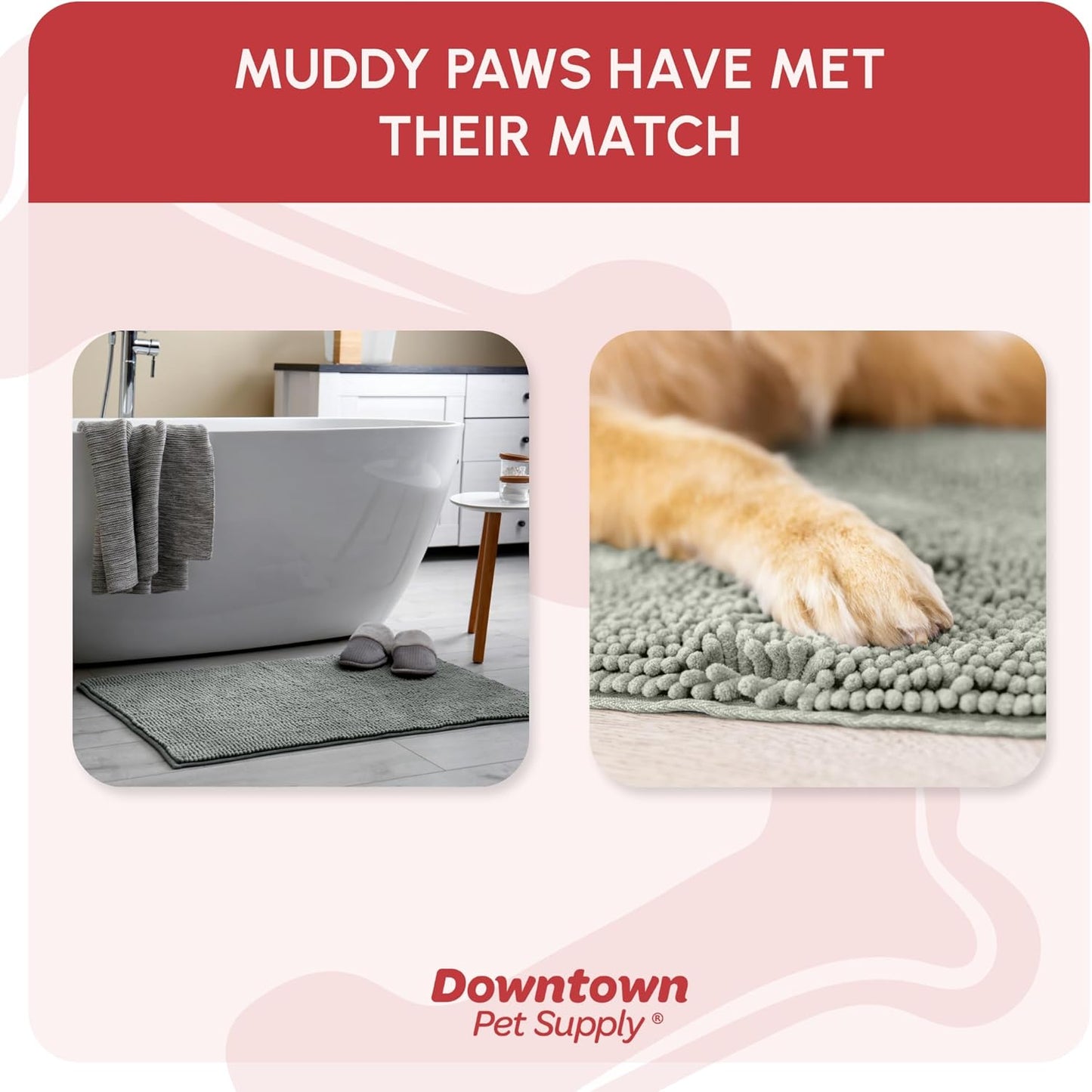 My Doggy Place Dog Mud Mat, 36"x26" Ash – Thick Microfiber Entry Rug for Snow, Mud & Salt – Absorbent, Quick-Dry, Washer-Safe & Non-Slip, Large