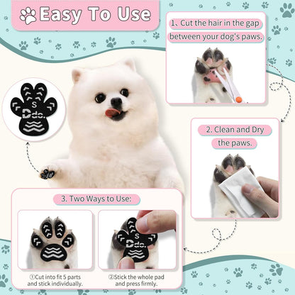 Anti-Slip Dog Paw Protector Pads, Dog Paw Stickers 12 Sets(48 Pcs) Black, for Pets Senior Dogs with Traction on Hardwood Floor, Non-Slip Dog Grips Dog Shoes Boots Socks Replace【S】