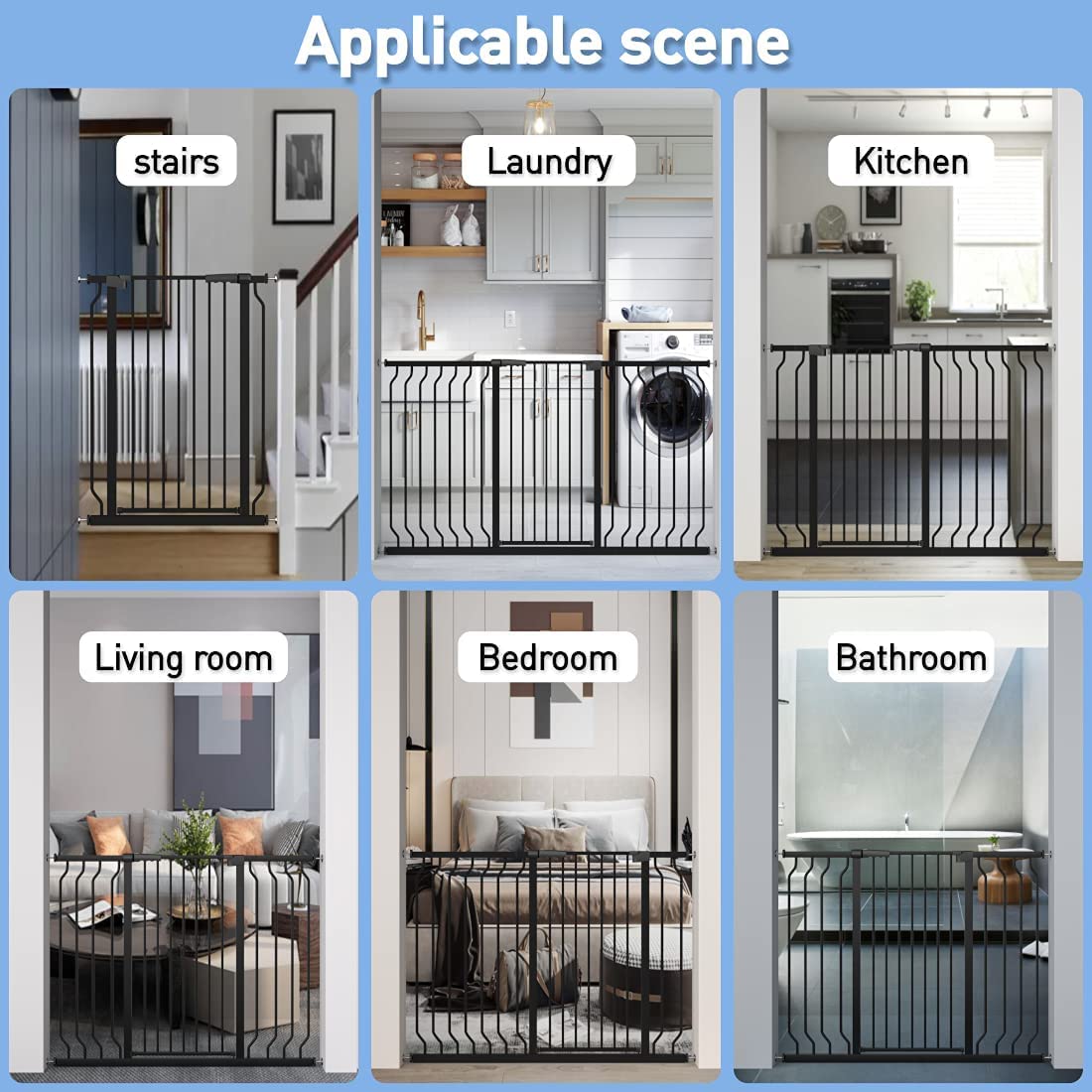WAOWAO Extra Tall 40.55" Baby Gate 29.92-63.38" Wide Pressure Mounted Walk Through Swing Auto Close Safety White Metal Toddler Child Dog Pet for Indoor Stairs,Doorways,Kitche