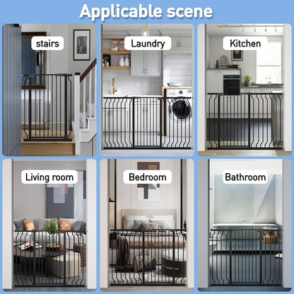 WAOWAO Extra Tall 40.55" Baby Gate 29.92-63.38" Wide Pressure Mounted Walk Through Swing Auto Close Safety White Metal Toddler Child Dog Pet for Indoor Stairs,Doorways,Kitche