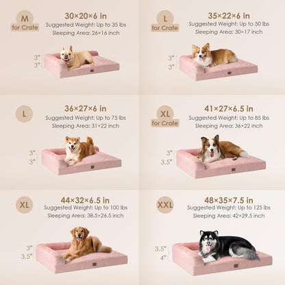 EHEYCIGA Orthopedic Dog Bed Medium Size Dogs, Memory Foam Dog Bed with Washable Removable Cover, Waterproof Pet Sofa Couch for Crate with Nonskid Bottom, 30x20x6, Grey