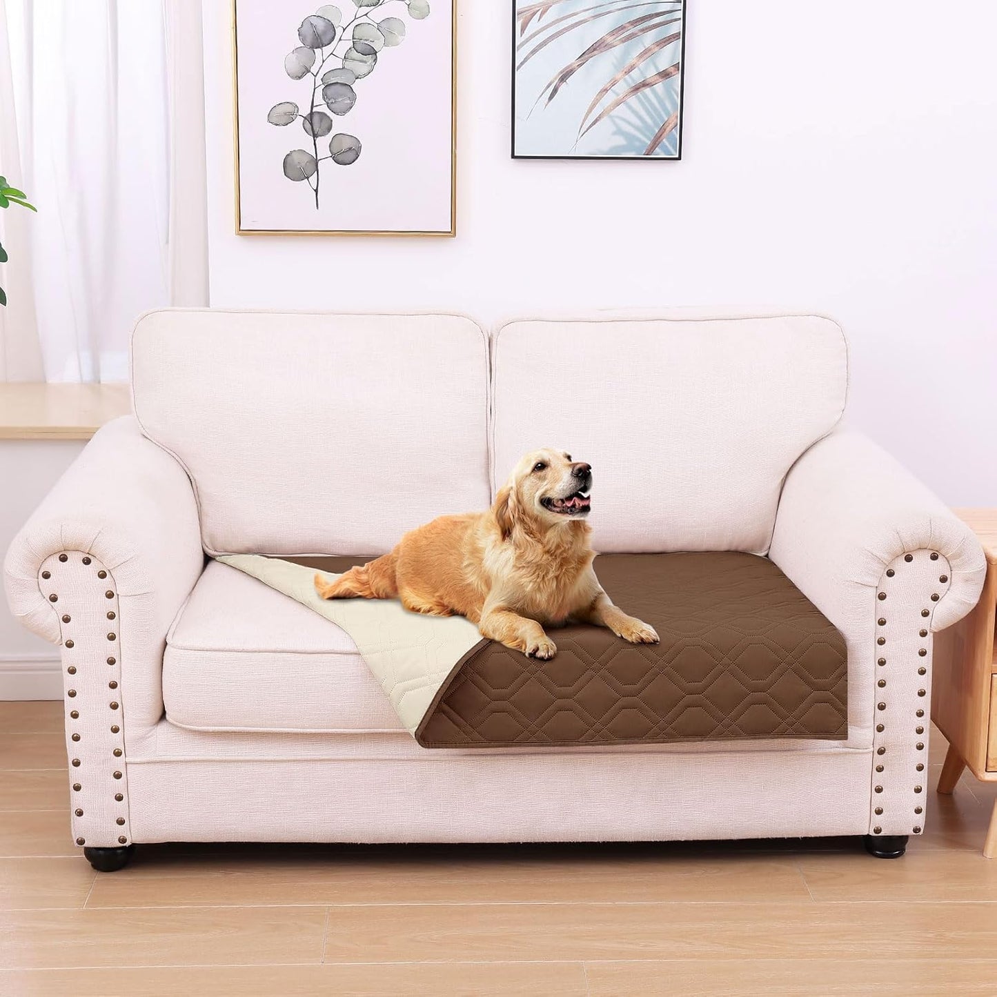 hyha Waterproof Dog Bed Blanket, Soft Pet Blankets, Waterproof Couch Cover for Dogs, Reversible Sofa Covers Washable for Furniture (30x70 Inch, Taupe/Beige)