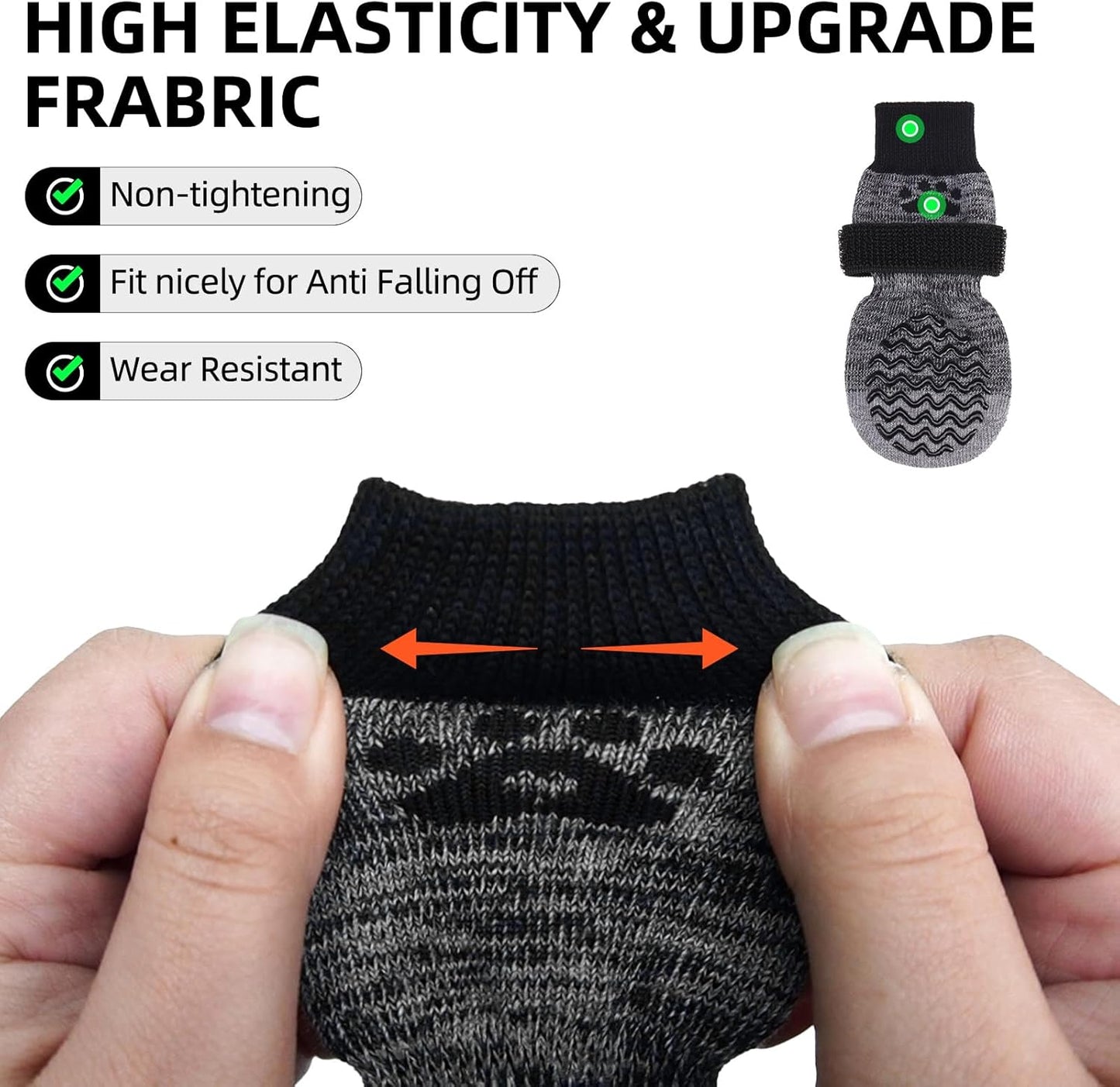 PUPTECK Anti Slip Dog Socks with Double Grippers for Hardwood Floors, Shoes for Hot/Cold Pavement, Boots & Paws Protectors to Prevent Licking, Traction Booties for Senior Small Large Dogs