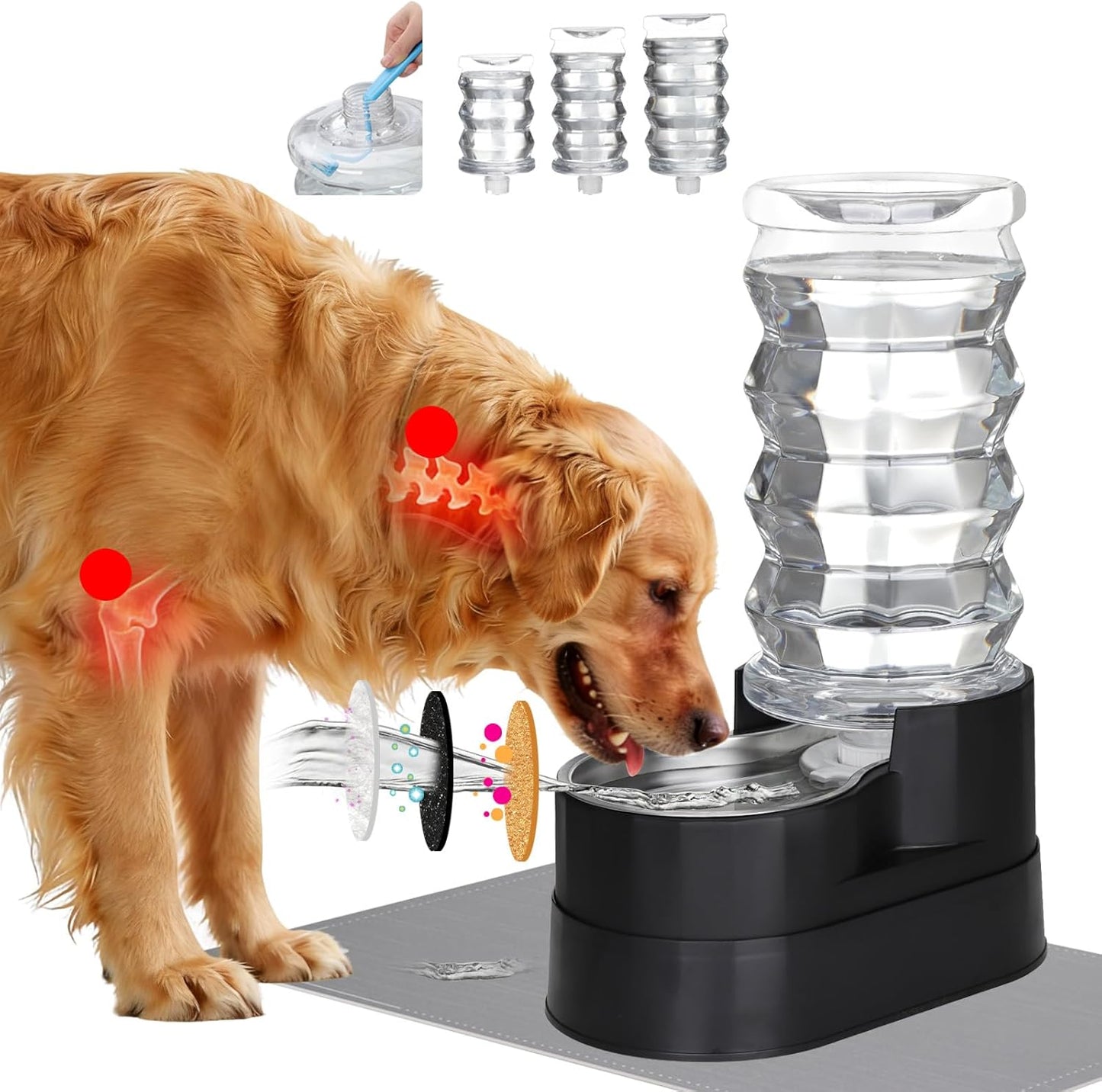 RIZZARI 8L Elevated Pet Water Dispenser – Stainless Steel Gravity Waterer with Auto-Refill Design for Medium and Large Dogs & Senior Pets -Comfortable Drinking Height for Living Rooms,Multi-Pet Homes