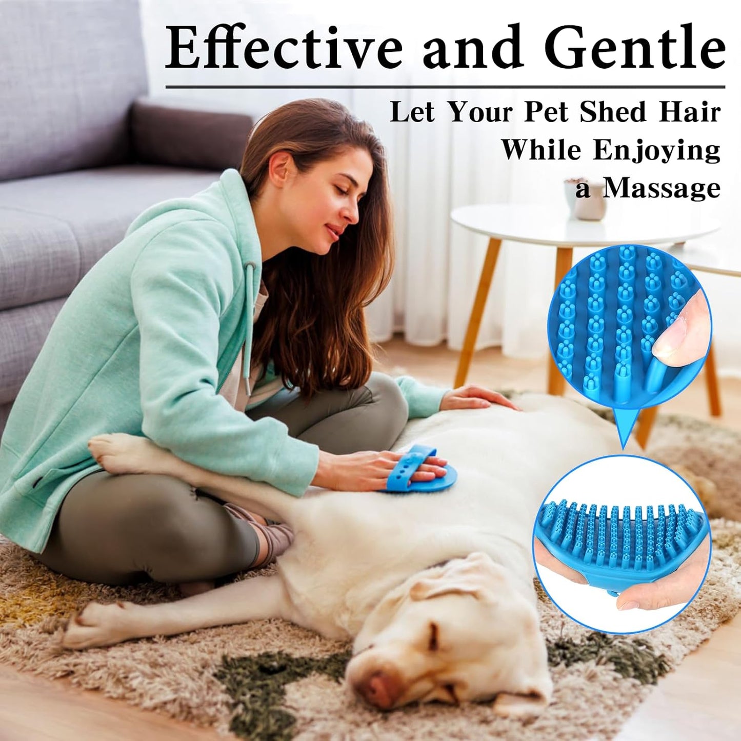 2PCS Dog Bath Brush Set | Adjustable Handle Dog Scrubber for Shampooing, Deshedding & Massaging, Suitable for Pets (Green Blue)