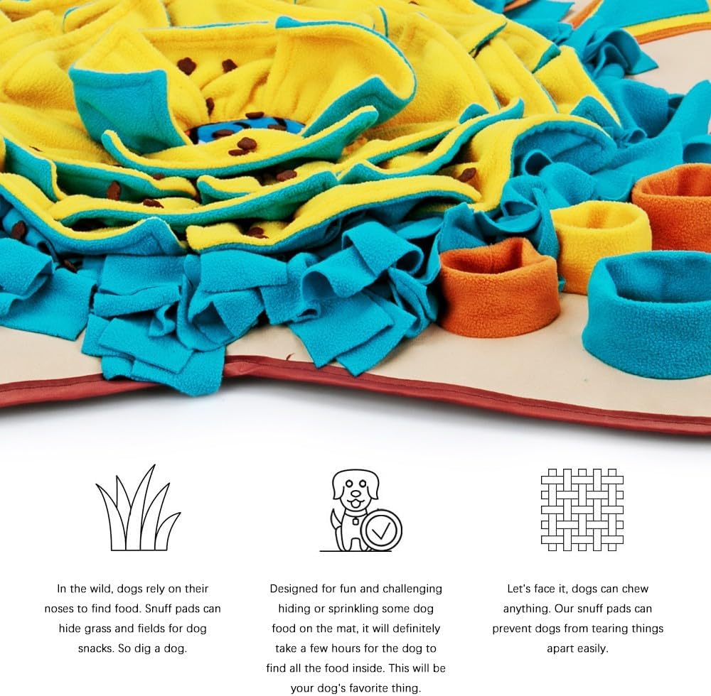 AWOOF Pet Snuffle Mat for Dogs, Interactive Feed Game for Boredom, Encourages Natural Foraging Skills for Cats Dogs Bowl Travel Use, Dog Treat Dispenser Indoor Outdoor Stress Relief