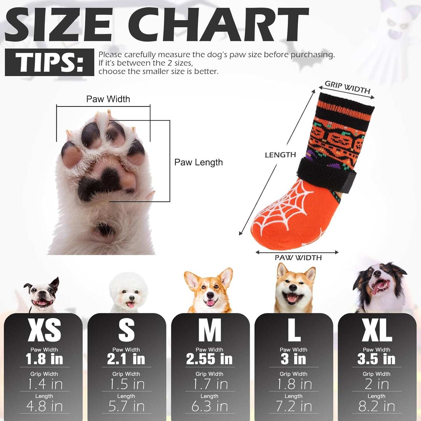 EXPAWLORER 6Pcs Anti-Slip Dog Socks to Prevent Licking Paws,Dog Shoes for Hot Pavement,Dog Booties Traction Control on Hardwood Floor,Boots & Paw Protectors, for Puppy Small Medium Large Senior Dogs