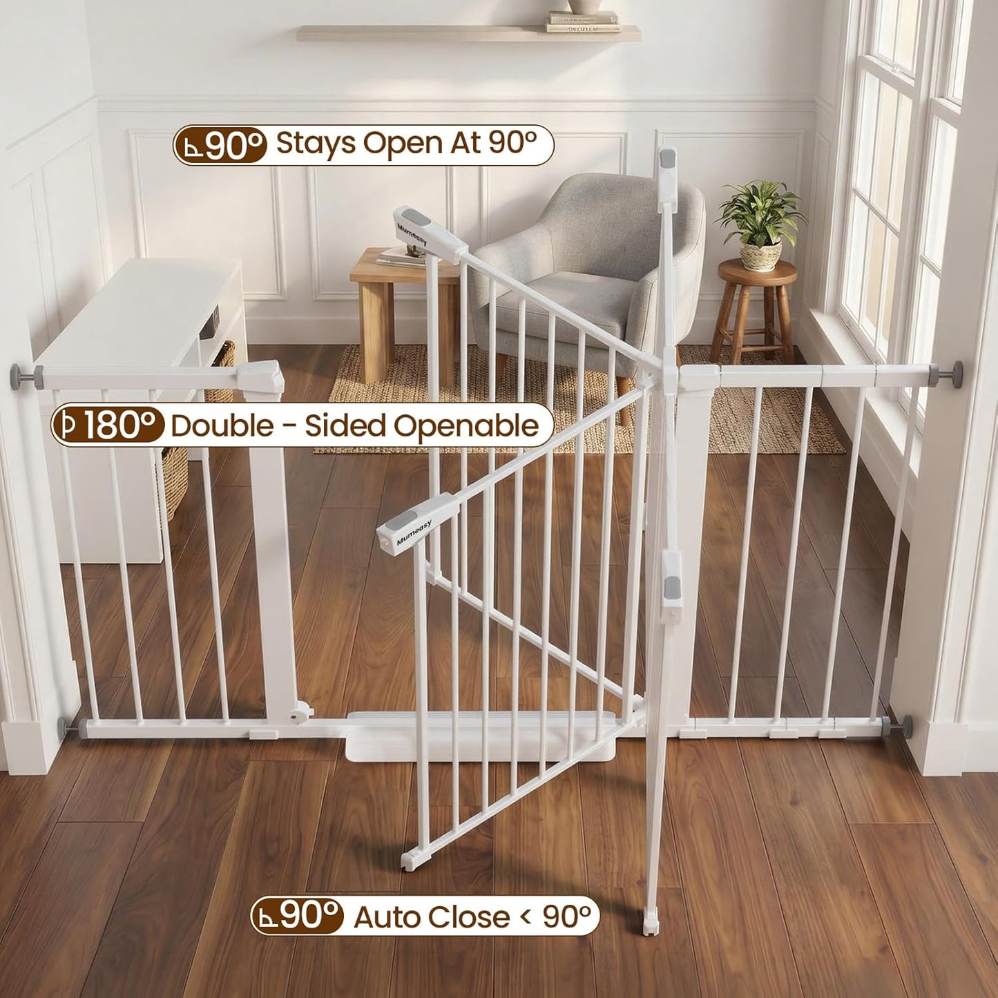 Mumeasy 36" High Extra Tall Dog Gate, 29.6"-40.5" Wide Pressure Mounted Tall Baby Gate for Dog, Auto Close Pet Gate with Door for Stairs,Doorways,House,Black