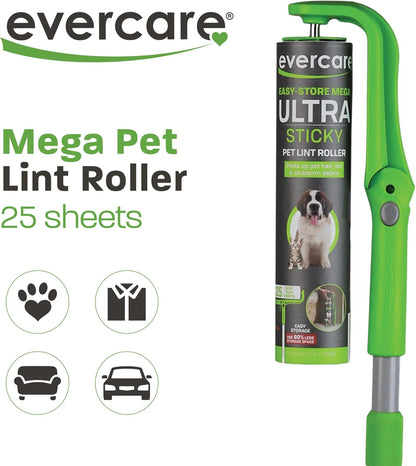 Evercare 10-Inch Mega All-Purpose Pet Hair Lint Roller Refill, 50 Sheets – Sticky Roller for Pet Hair, Cat & Dog Hair Remover, Lint Remover, Pet Hair Remover for Furniture, Clothing & Cars
