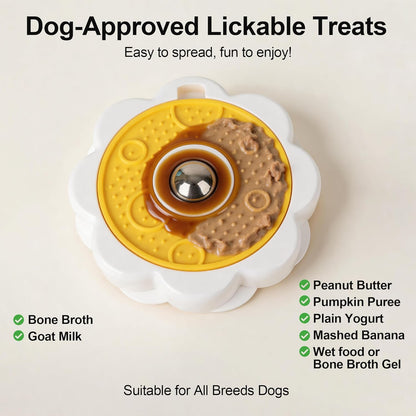 Rotating Dog Lick Mat with Stainless Steel Licking Ball, Slow Feeder Enrichment Toy for Dogs & Cats, Suction Cup Non-Slip Licking Bowl for Liquid Food, Reduces Boredom & Anxiety