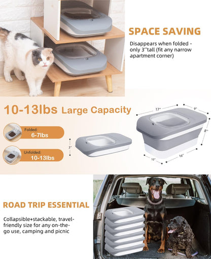 10-13 Lbs Dog Food Stroage Container, Collapsible Dog Food Containers with Airtight Lid, Pet Food Scoop, Pet Food Storage Container Dry Food for Dog, Cat and Other Pets