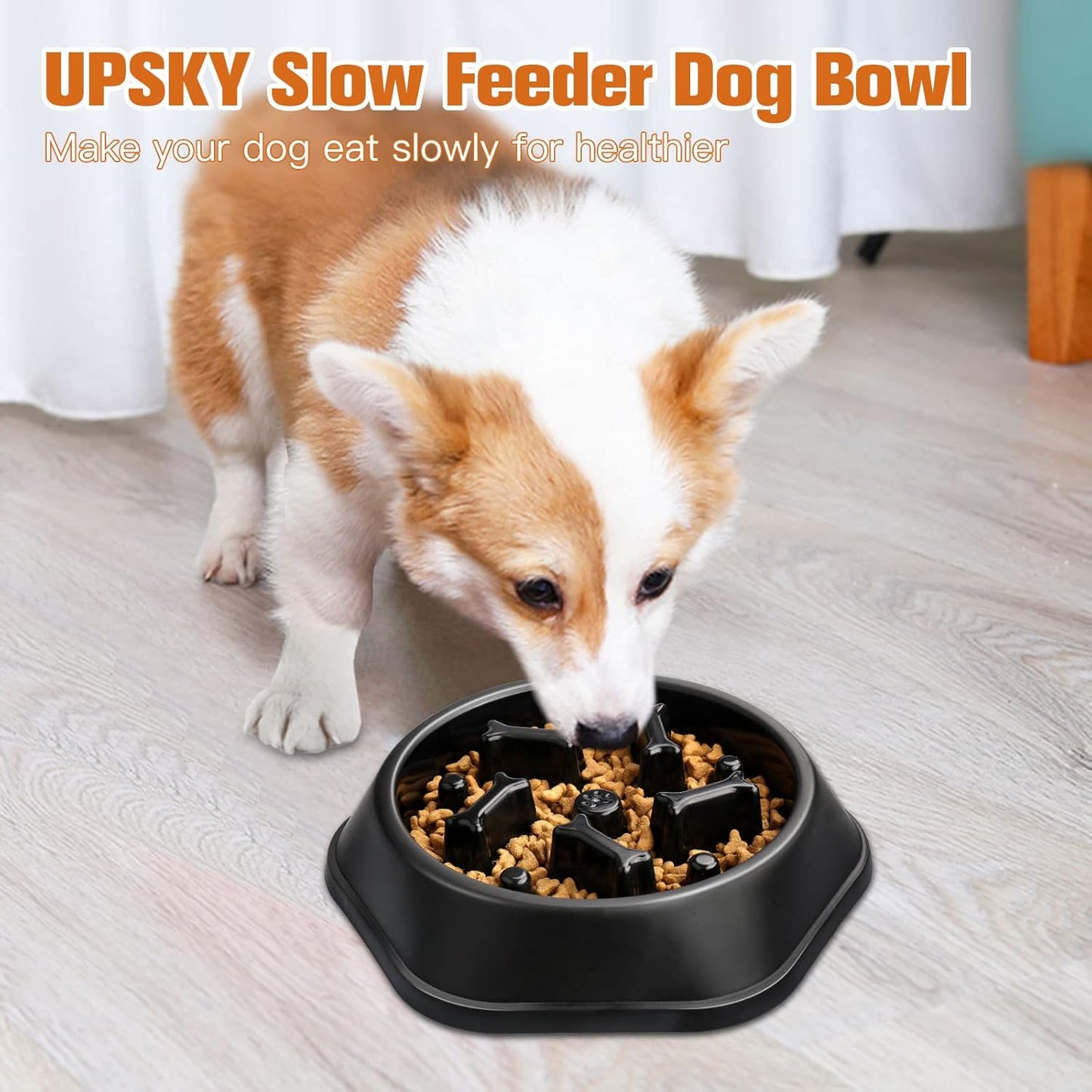 UPSKY Slow Feeder Dog Bowl Anti-Chocking Slower Feeding Pet Puzzle Bowls, Interactive Bloat Stop Dog Food Dishes Non-Slide Dogs Lick Treat for Small Medium