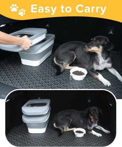 10-13 Lbs Dog Food Stroage Container, Collapsible Dog Food Containers with Airtight Lid, Pet Food Scoop, Pet Food Storage Container Dry Food for Dog, Cat and Other Pets