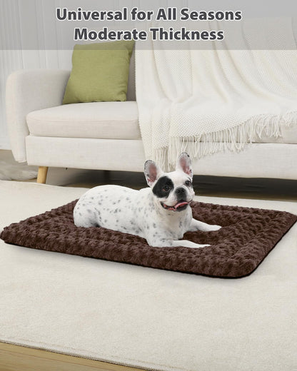 Washable Dog Bed Mat Ultra Soft Dog Crate Pad Comfy Fluffy Pet Kennel Beds Sleeping Mattress for Large Jumbo Medium Small Dogs, 36 x 23 Inch, Gray