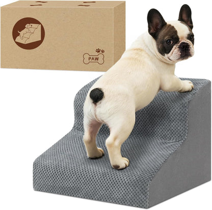 Dog Stairs for Couch, 3 Steps 13.8" H Non-Slip Pet Stair, Balanced Stable Pet Ramp for Small Dogs, Indoor Furniture Step, Gray