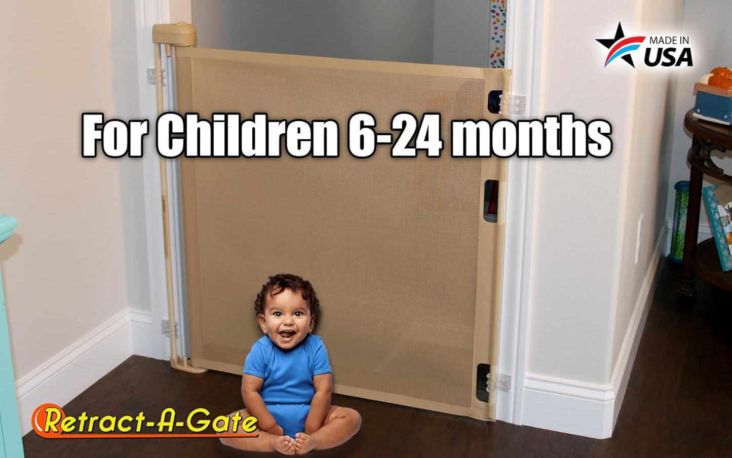 Retract-A-Gate 52 inch White: The Original and only Made in USA Retractable Baby, Dog, & Cat Gate