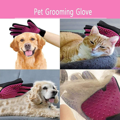 Limpet Grooming Glove- Hair remover gloves- Gentle shedding brushes for dogs, cats & horses (1 pair) (Blue)
